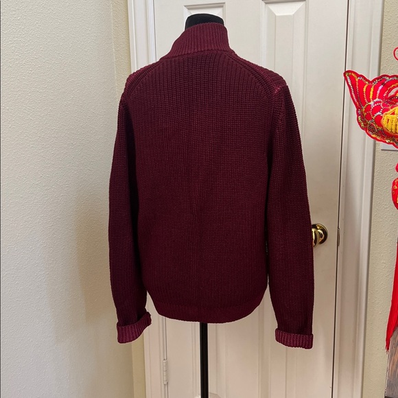 Sold eBay TODD SNYDER maroon chunky knit zip up wool mock sweater cardigan M - Picture 3 of 9